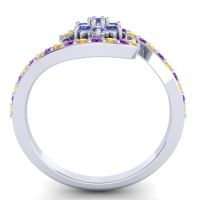 Simple Floral Pave Bypass Plava Ring