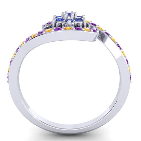 Simple Floral Pave Bypass Plava Ring