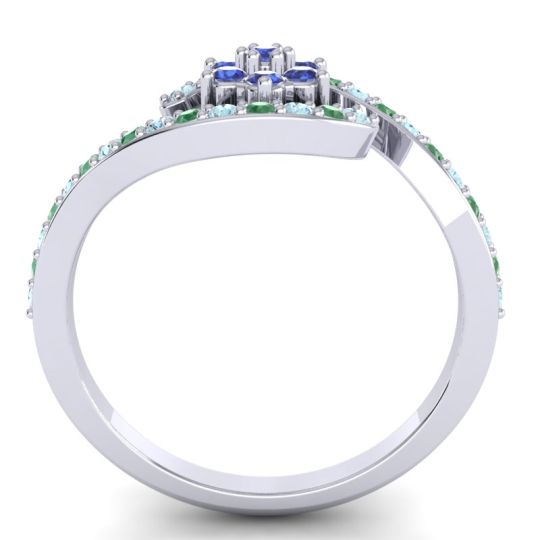 Simple Floral Pave Bypass Plava Ring