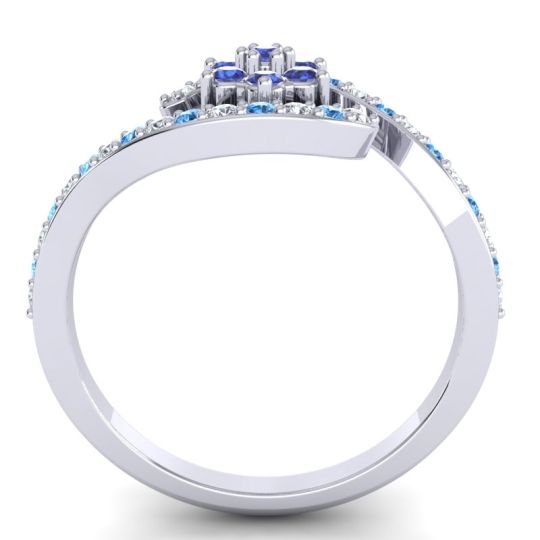 Simple Floral Pave Bypass Plava Ring