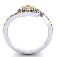 Simple Floral Pave Bypass Plava Ring