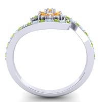 Simple Floral Pave Bypass Plava Ring