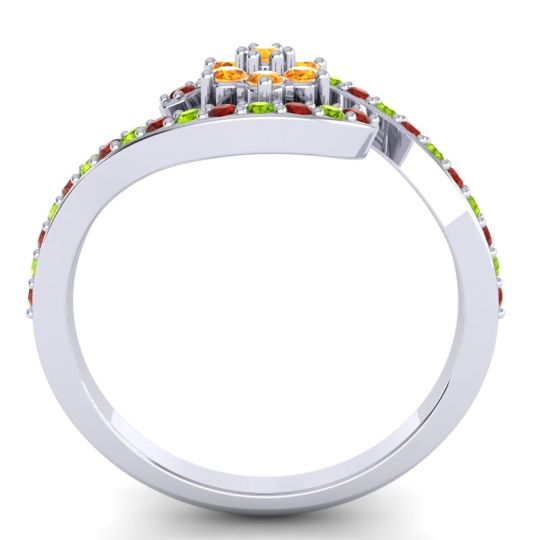 Simple Floral Pave Bypass Plava Ring