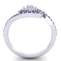 Simple Floral Pave Bypass Plava Ring