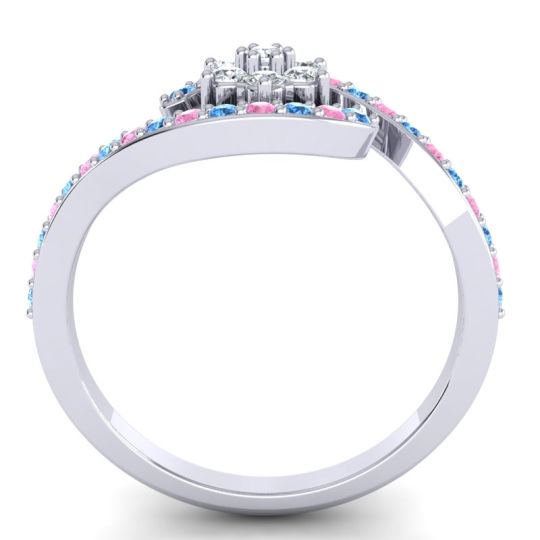 Simple Floral Pave Bypass Plava Ring