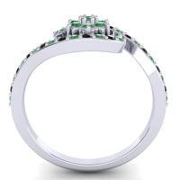 Simple Floral Pave Bypass Plava Ring