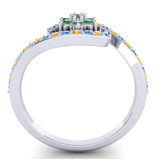 Simple Floral Pave Bypass Plava Ring