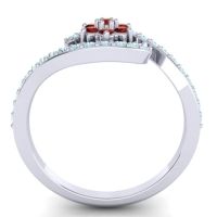 Simple Floral Pave Bypass Plava Ring