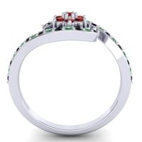 Simple Floral Pave Bypass Plava Ring
