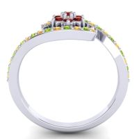 Simple Floral Pave Bypass Plava Ring