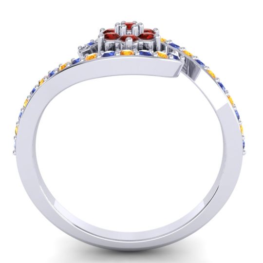 Simple Floral Pave Bypass Plava Ring