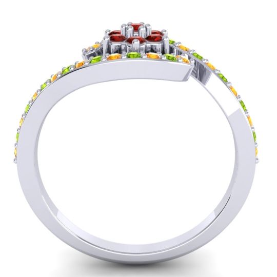 Simple Floral Pave Bypass Plava Ring