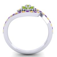 Simple Floral Pave Bypass Plava Ring