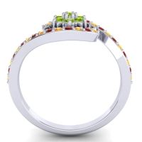 Simple Floral Pave Bypass Plava Ring