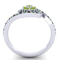 Simple Floral Pave Bypass Plava Ring