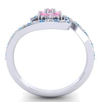 Simple Floral Pave Bypass Plava Ring