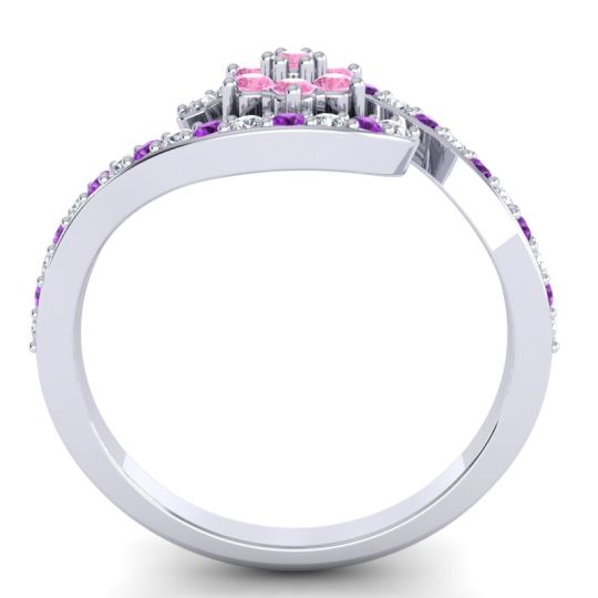 Simple Floral Pave Bypass Plava Ring