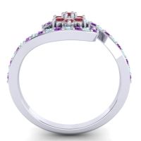 Simple Floral Pave Bypass Plava Ring