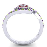 Simple Floral Pave Bypass Plava Ring