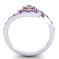 Simple Floral Pave Bypass Plava Ring