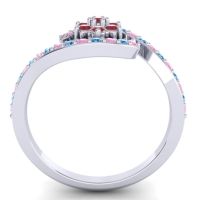 Simple Floral Pave Bypass Plava Ring