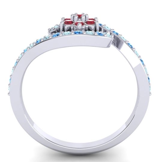 Simple Floral Pave Bypass Plava Ring