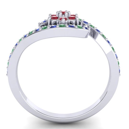 Simple Floral Pave Bypass Plava Ring