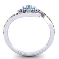 Simple Floral Pave Bypass Plava Ring