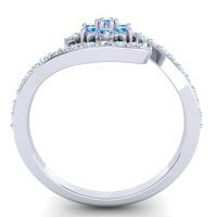 Simple Floral Pave Bypass Plava Ring