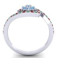 Simple Floral Pave Bypass Plava Ring