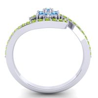 Simple Floral Pave Bypass Plava Ring