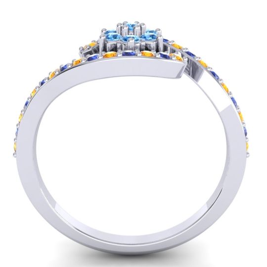 Simple Floral Pave Bypass Plava Ring