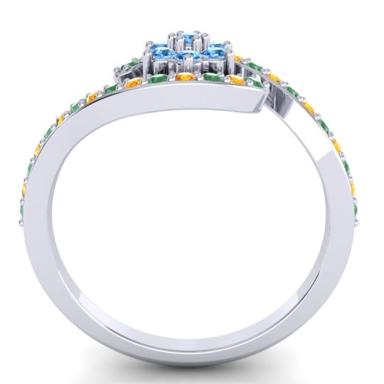 Simple Floral Pave Bypass Plava Ring