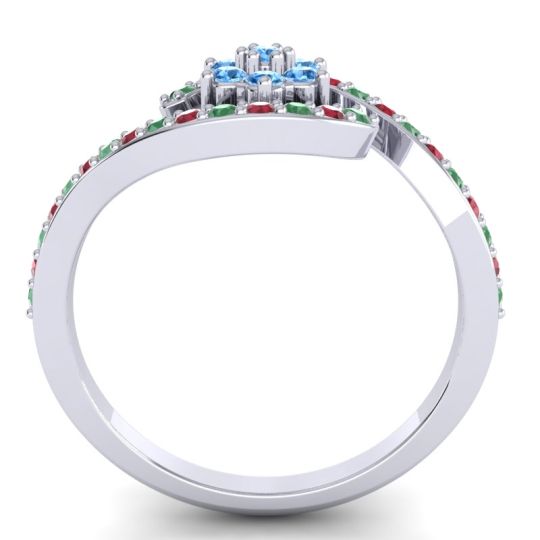 Simple Floral Pave Bypass Plava Ring