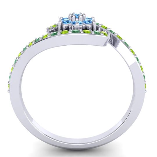 Simple Floral Pave Bypass Plava Ring