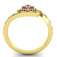 Simple Floral Pave Bypass Plava Ring