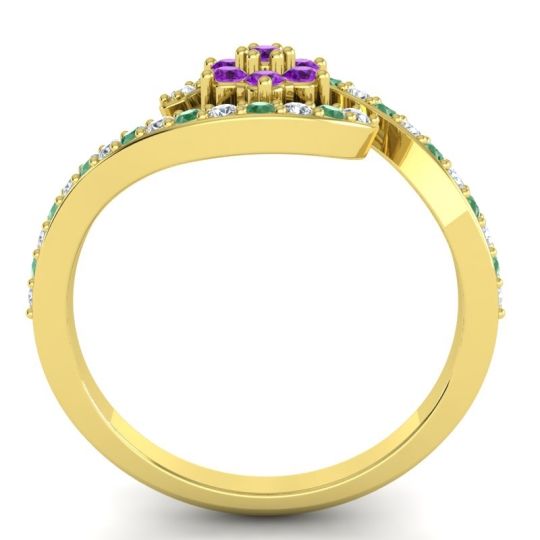 Simple Floral Pave Bypass Plava Ring