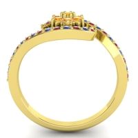 Simple Floral Pave Bypass Plava Ring