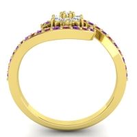 Simple Floral Pave Bypass Plava Ring