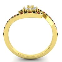 Simple Floral Pave Bypass Plava Ring