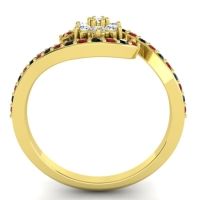 Simple Floral Pave Bypass Plava Ring