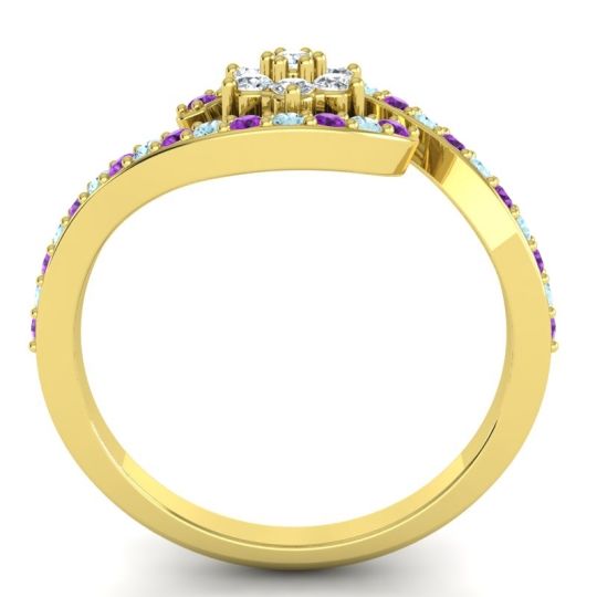 Simple Floral Pave Bypass Plava Ring