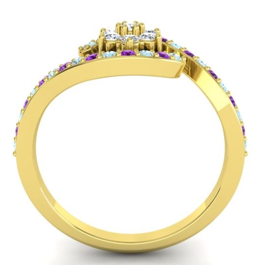 Simple Floral Pave Bypass Plava Ring