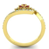 Simple Floral Pave Bypass Plava Ring