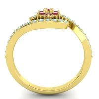 Simple Floral Pave Bypass Plava Ring