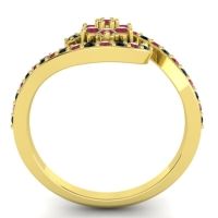 Simple Floral Pave Bypass Plava Ring