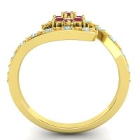 Simple Floral Pave Bypass Plava Ring