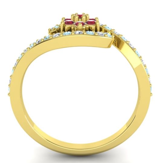 Simple Floral Pave Bypass Plava Ring