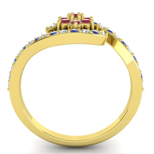 Simple Floral Pave Bypass Plava Ring