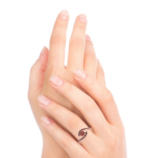 Simple Floral Pave Bypass Plava Ring